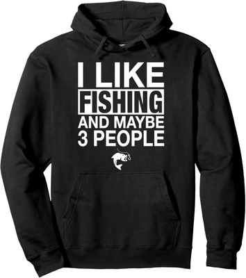 Hoodie i like fishing and 3 people, Black, medium