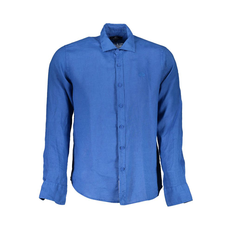 Blu linen men shirt-null