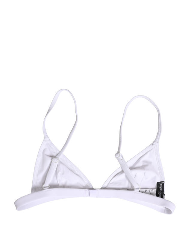 White nylon triangle beachwear bikini top swimwear-null