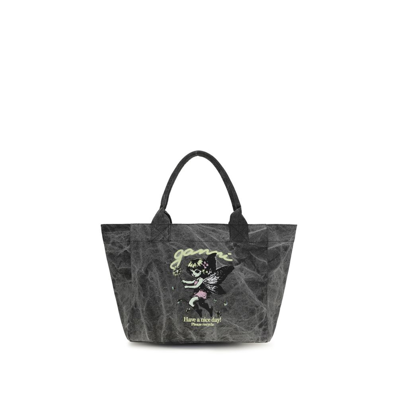 Gray recycled cotton shoulder bag-null