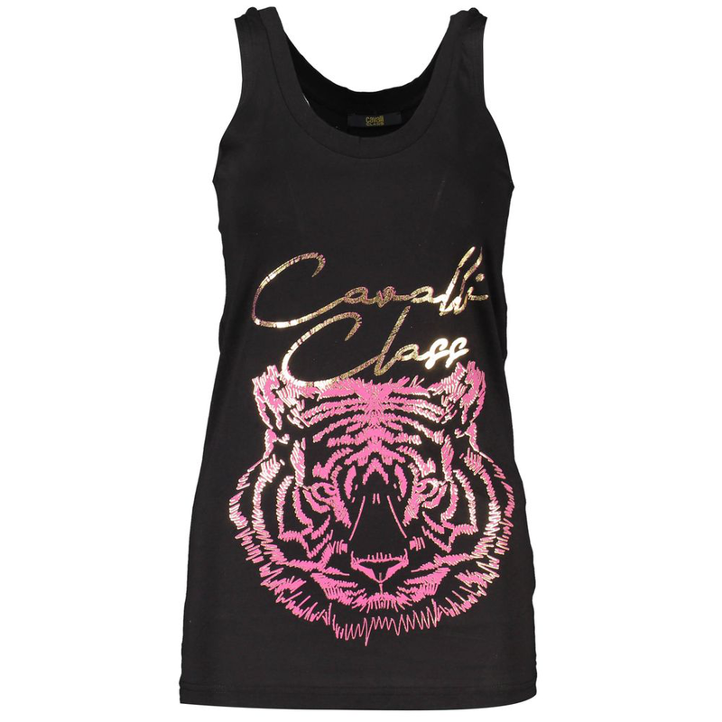 Black cotton women's tank top-null