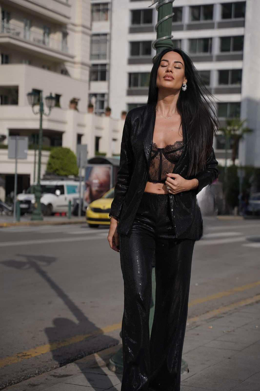 Sequin blazer by donna martha - m , black-null