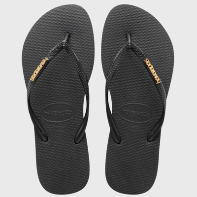 Slim logo metallic, Black, medium