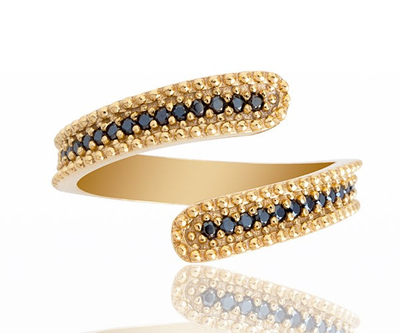 Concordia zircon ring, Black Zircon, medium
