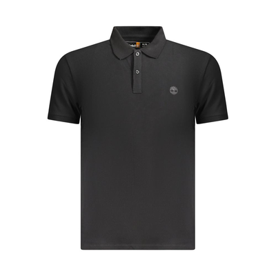 Black cotton men polo shirt, Black, medium