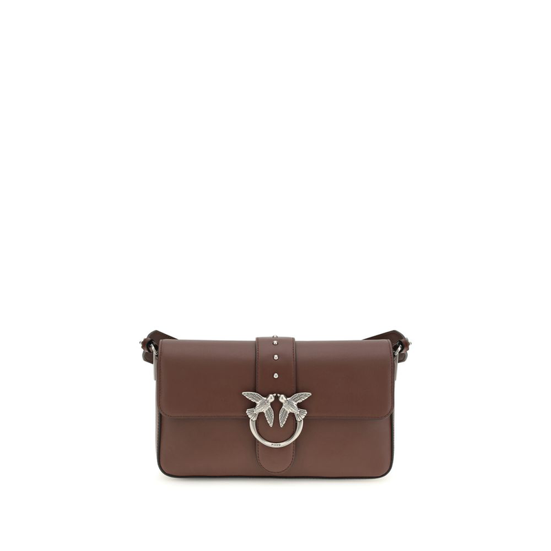 Brown leather shoulder bag-null
