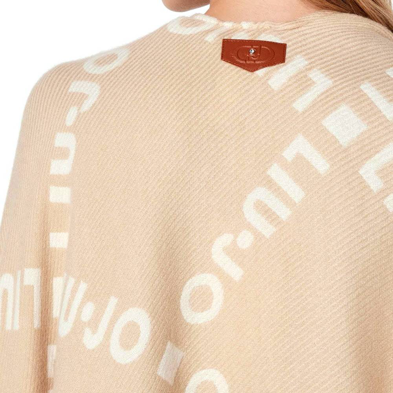 Liu Jo poncho with logo and fringes-null