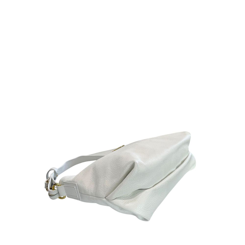 White cowhide clutch bag-null