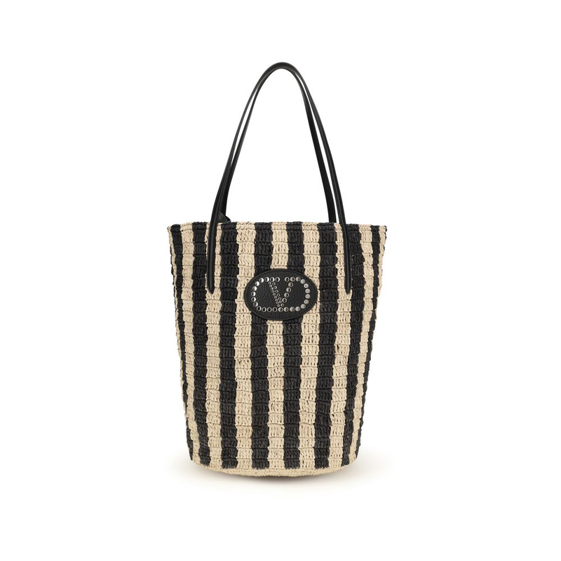 Black raffia backet bag-null
