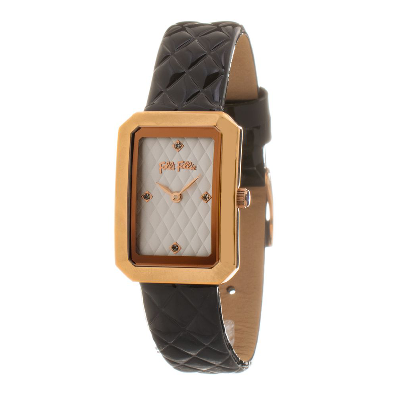 Black leather dress watch-null