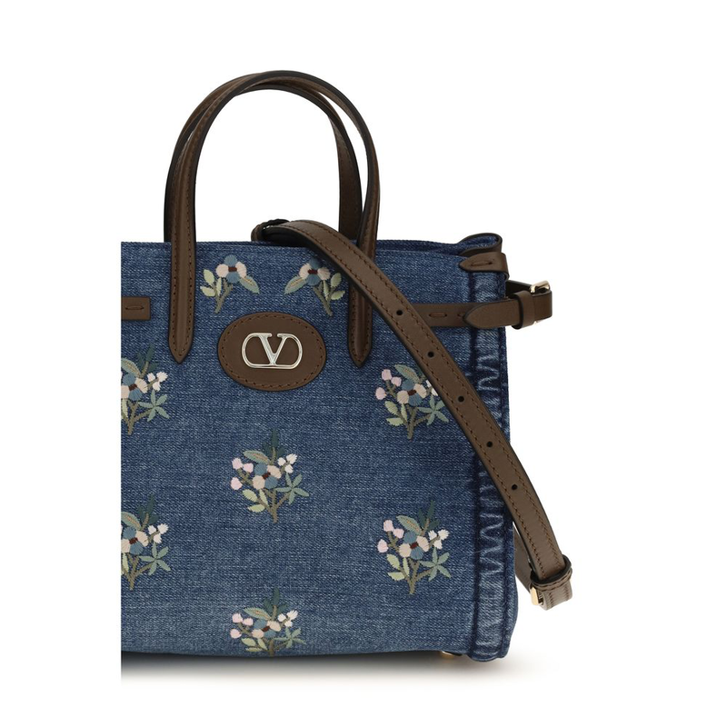 Blue cotton handbag-null