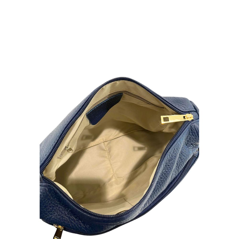 Blue leather women crossbody bag-null