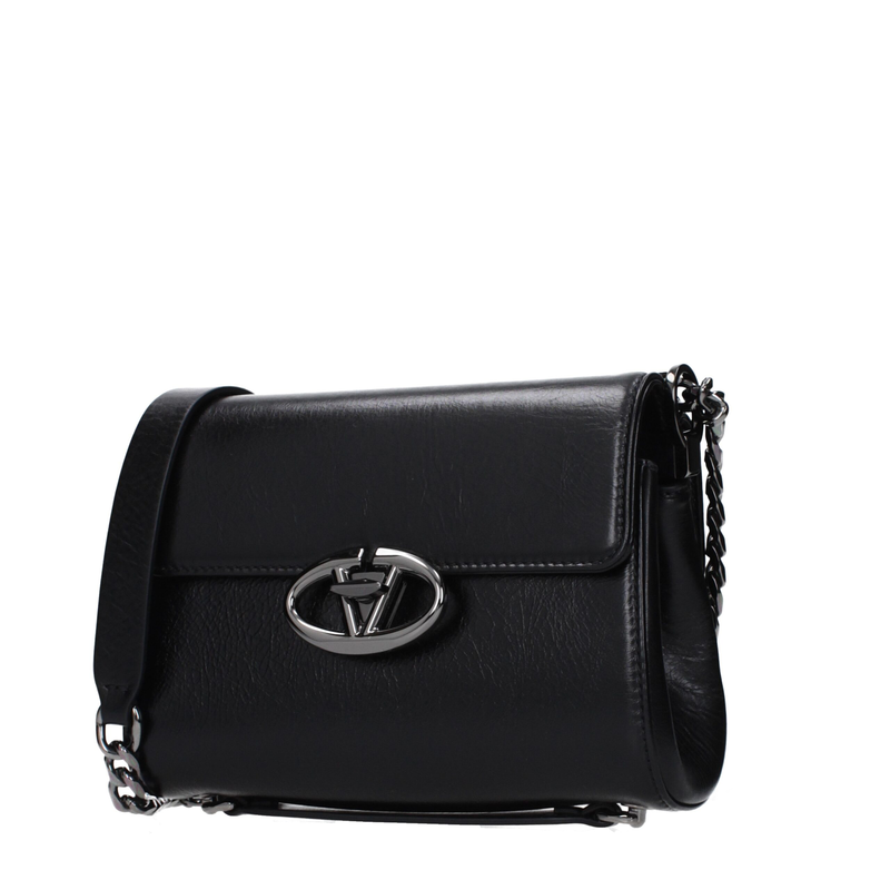 Black leather crossbody bag-null