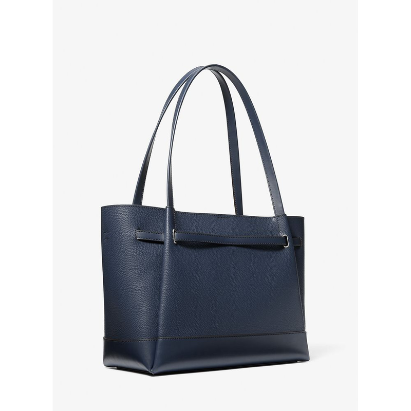 Blue leather tote bag-null