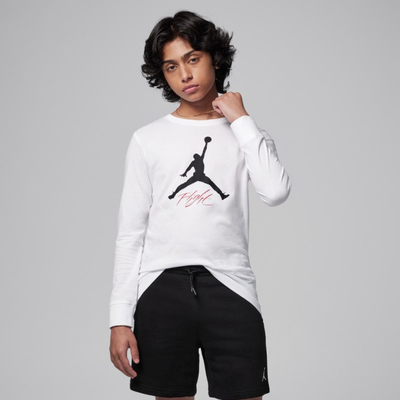 Jordan kids mj hbr sustainable ls tee, Black/white-dk Smoke Grey, medium