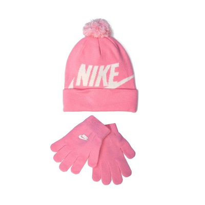 Nike swoosh beanie glove set, Pink, medium