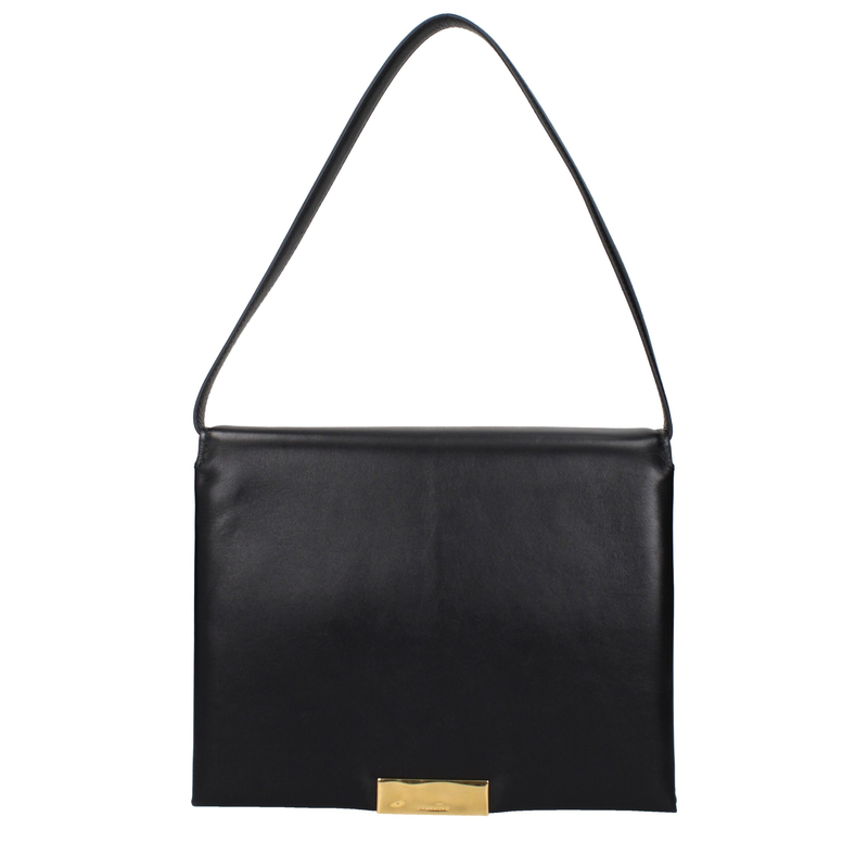 Black leather shoulder bag-null