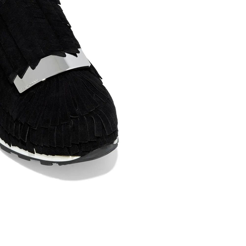 Black fabric athletic sneakers-null