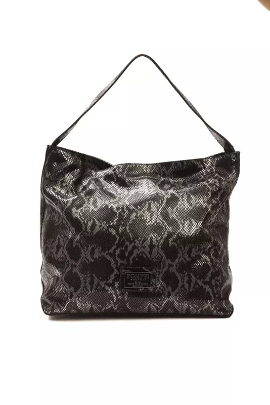Gray leather women shoulder bag-null