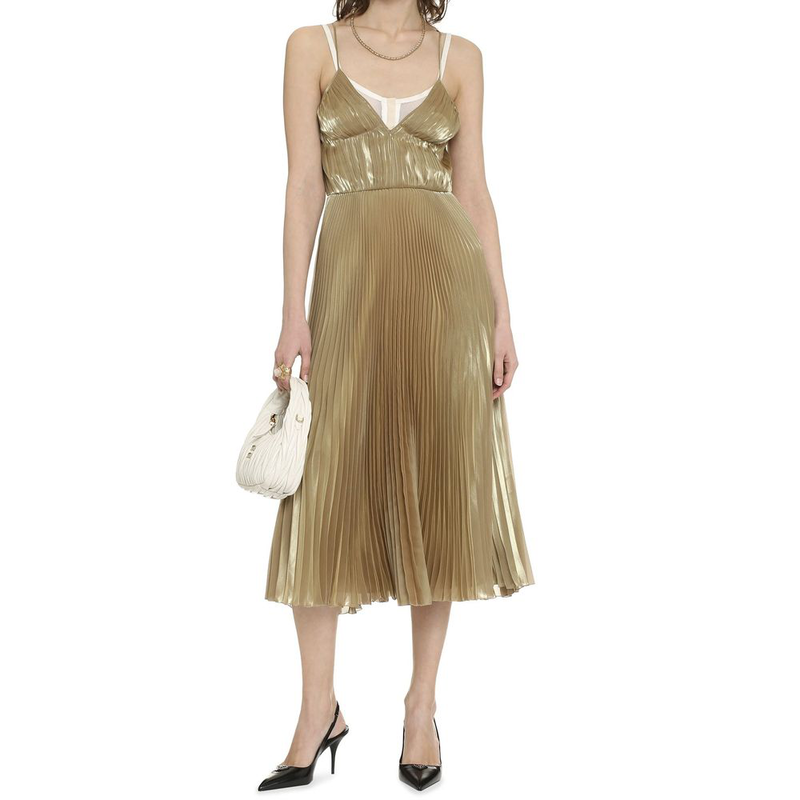 Gold polyester casual dress-null
