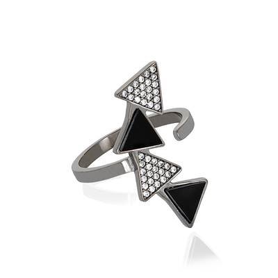 Hestia exclusive open ring, Black Enamel, medium