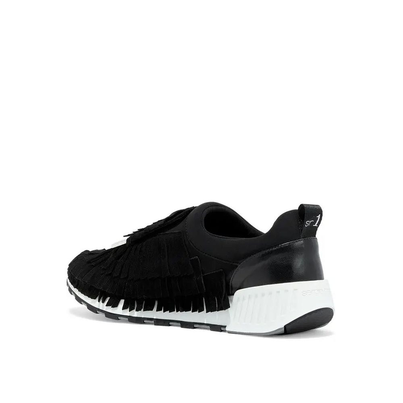 Black fabric athletic sneakers-null