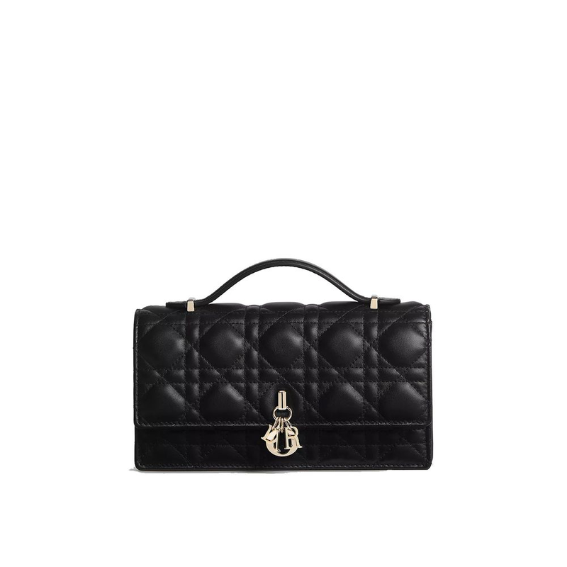 Black leather shoulder bag-null