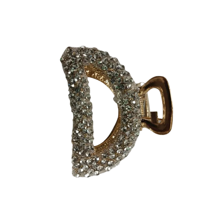 Migant sparkling crystal d-shape hair claw-null