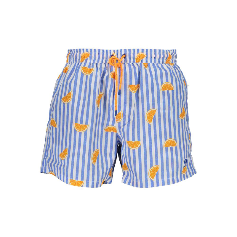 Blu polyester men swimming trunk-null