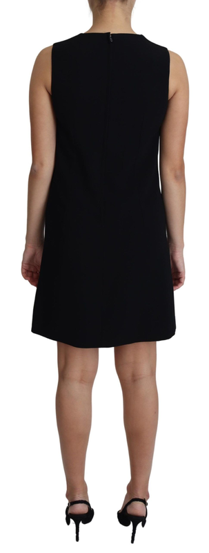 Black viscose stretch a-line shift mini dress-null