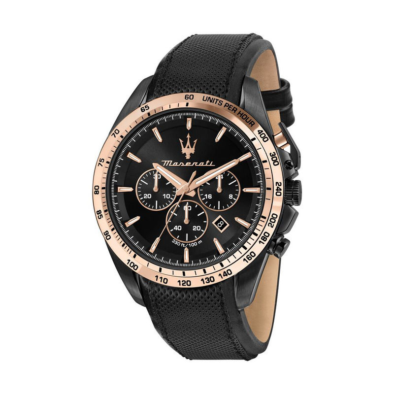 Brown leather dress watch-null