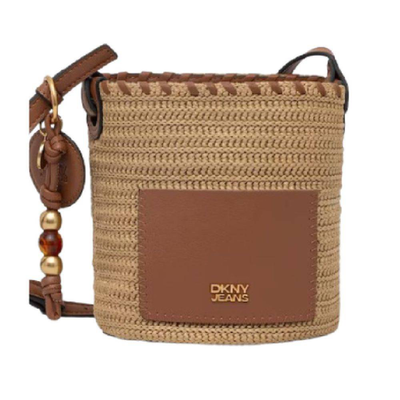 Rocco crochet raffia bucket bag, Natural, medium