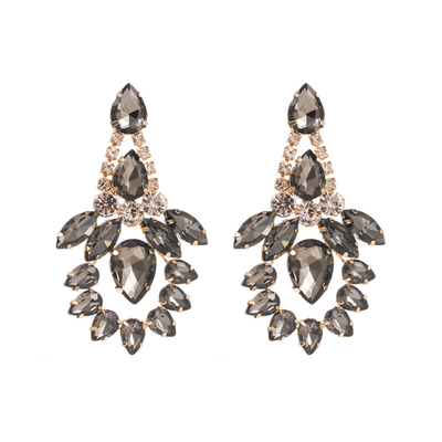 Glass crystal earrings grey