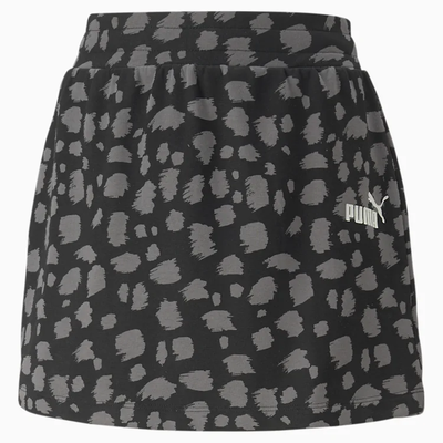 Puma ess animal print knotted girls skirt, Black, medium