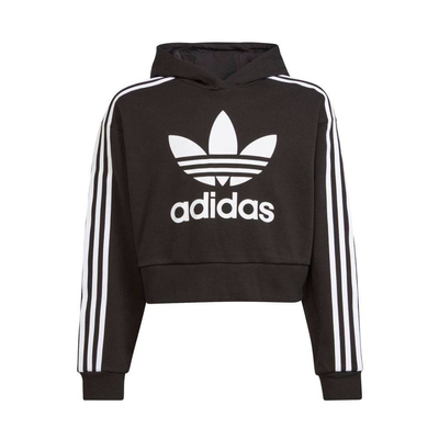 Adidas cropped hoodie, Black / White, medium