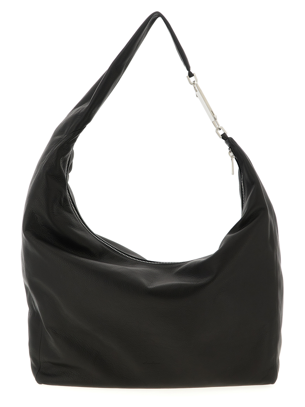 Black calfskin shoulder bag-null