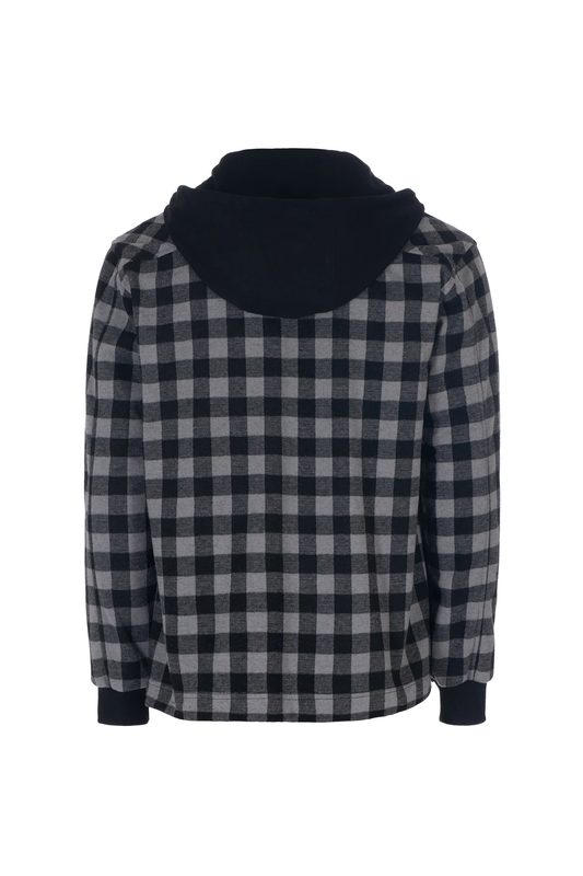 No name athens black grey printed amorgos plaid hooded overshirt-null