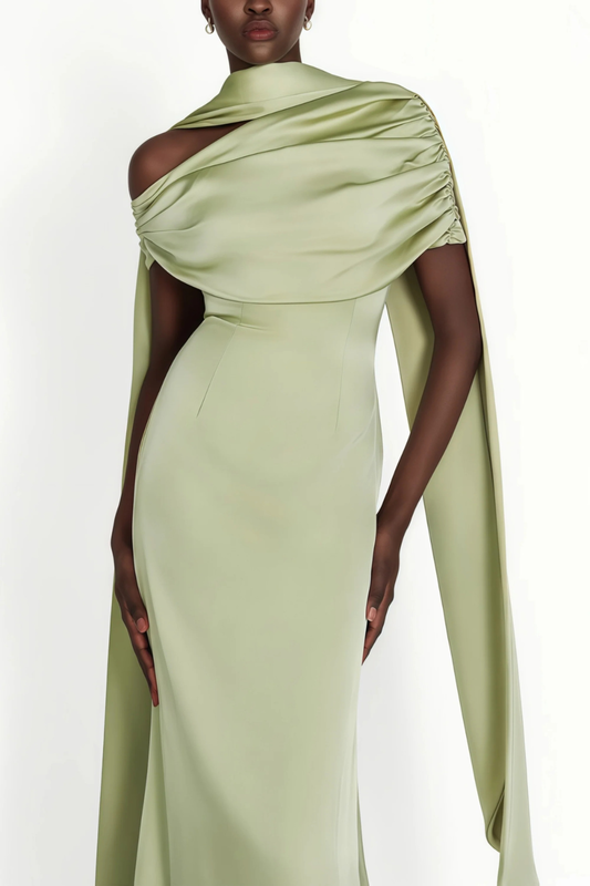 One shoulder satin dress-null