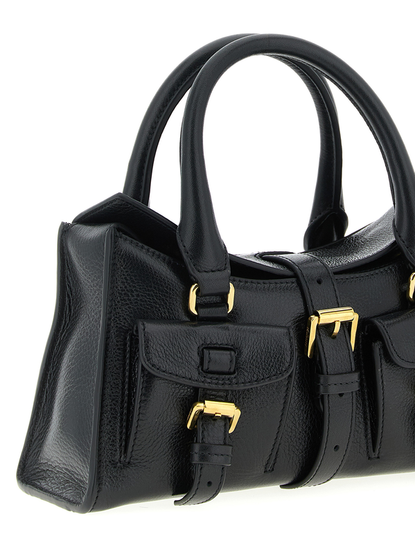 Black calfskin handbag-null