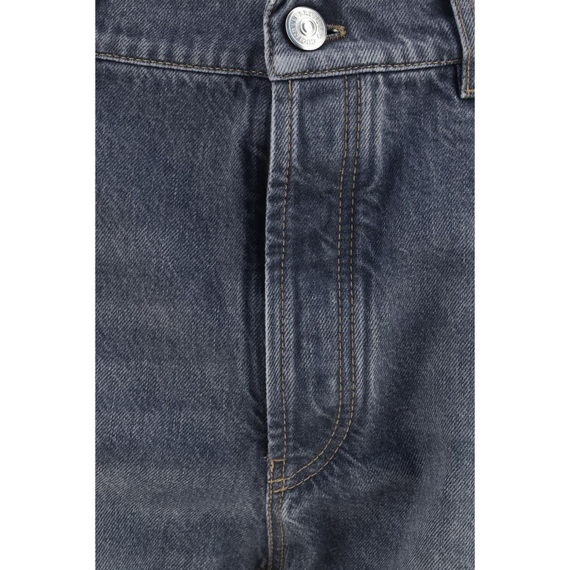 Gray cotton straight-leg jeans-null