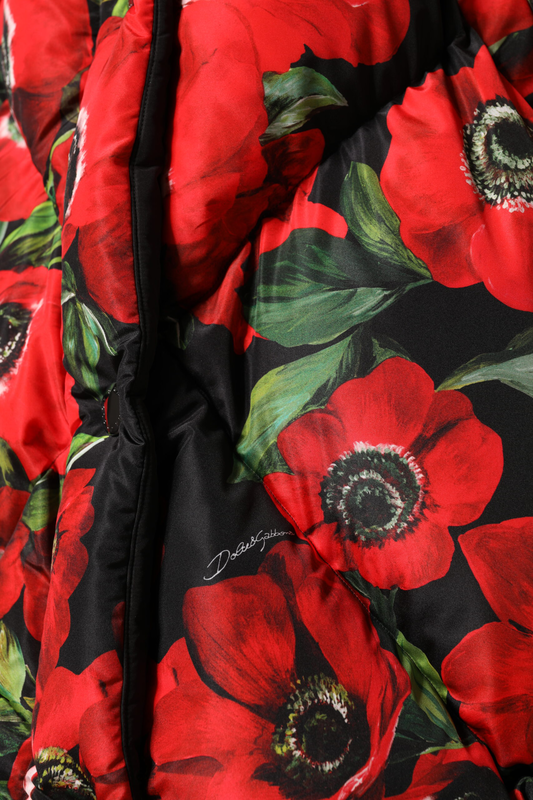 Multicolor floral full zip padded jacket-null