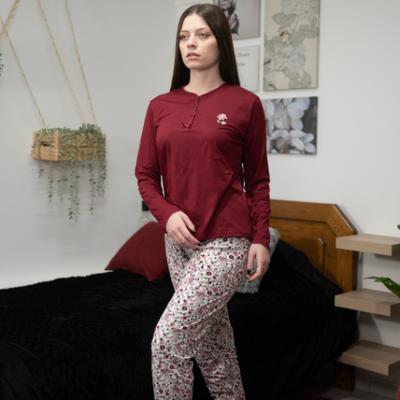 Ladys pajama with buttom in flanel fabric #c1715