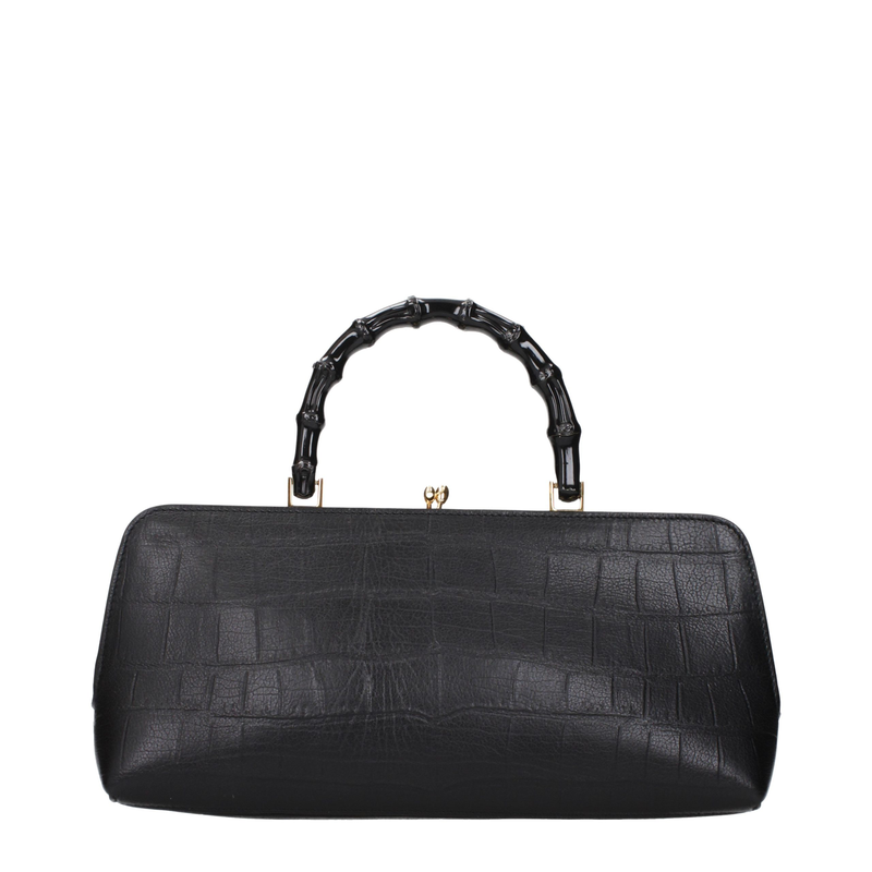 Black leather handbag-null