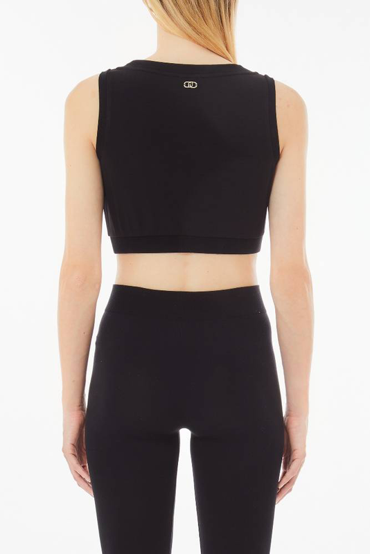 Cropped tank top with bejewelled details-null