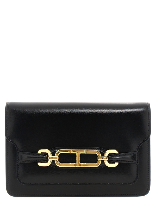 Black leather crossbody bag-null
