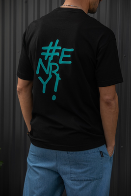 Henry over #enry signature print tee, Black, medium