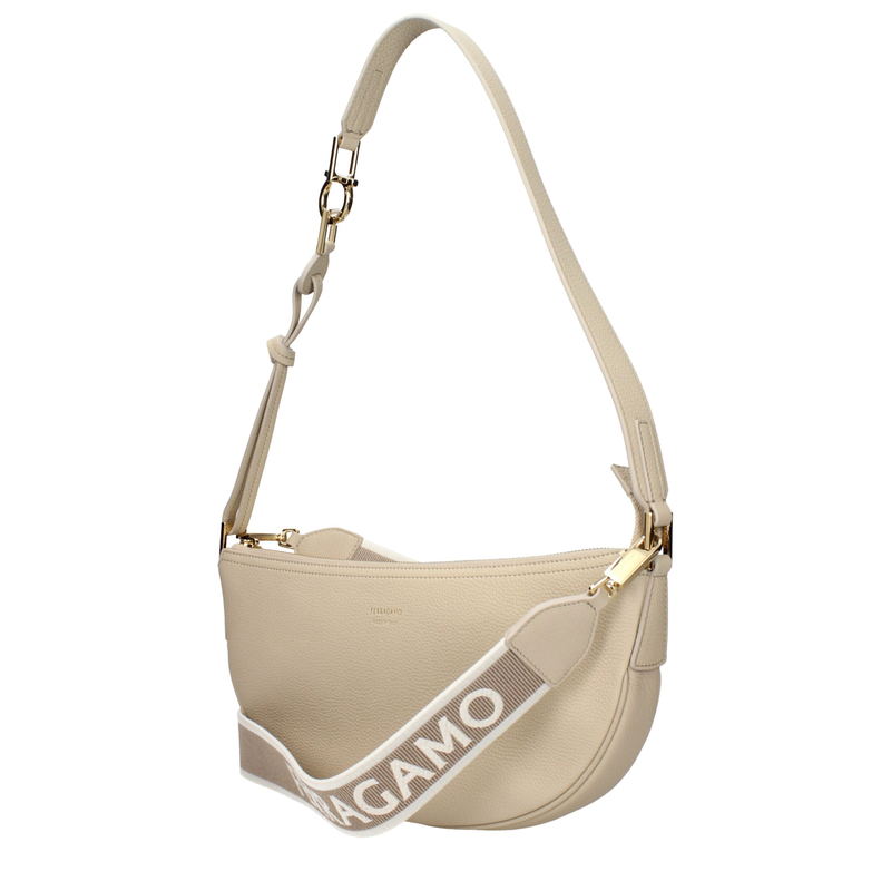 Gray leather shoulder bag-null