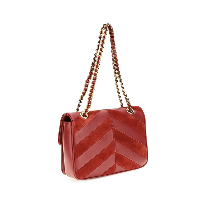 Multicolor suede leather shoulder bag-null