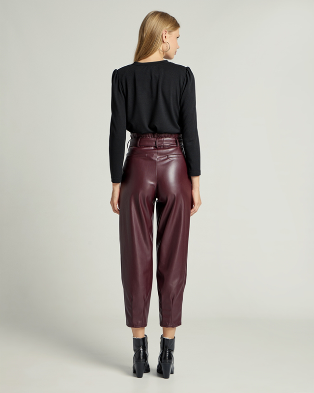 Trouser belted eco leather-null