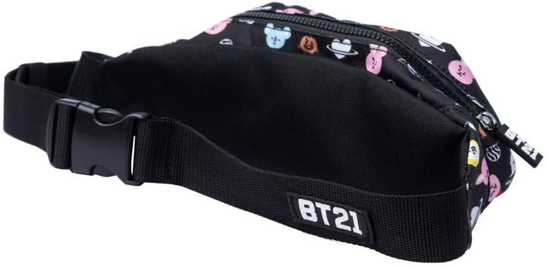Official licensed bt21 adjustable bumbag - black waist bag image number null